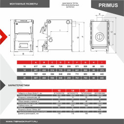 Котел твердотопливный PRIMUS 10 с плитой