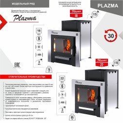 Печь-каменка PLAZMA 22 (Плазма) с панорамным стеклом